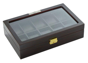 Diplomat Watch Case Ebony/Black Diplomat Ten Watch Case Locking Lid