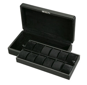 Diplomat Watch Case Diplomat Twelve Watch Case Black Carbon Fiber Pattern