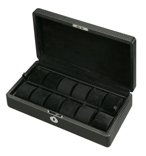 Diplomat Watch Case Diplomat Twelve Watch Case Black Carbon Fiber Pattern