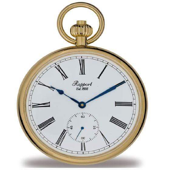 Rapport London Open Face Gold Plated Pocket Watch 52mm