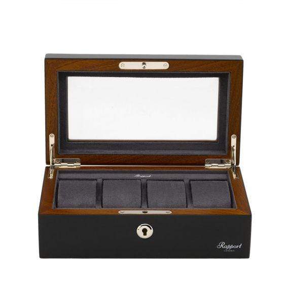 Rapport London Optic 4 Watch Collector Box High Gloss Charcoal