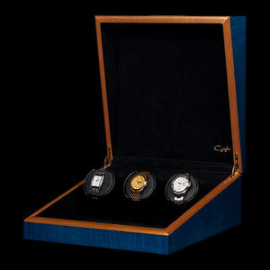Orbita Watch Winders Inlaid Veneers Orbita - Blue Marlin 3 Piece Rotorwind Winder