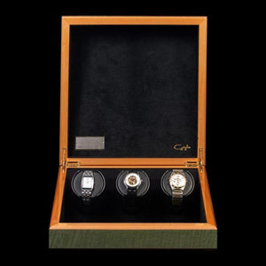 Orbita Watch Winders Inlaid Veneers Orbita - Four Aces 3 Piece Programmable Winder