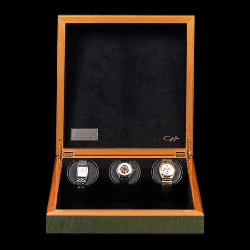 Orbita Watch Winders Inlaid Veneers Orbita - Four Aces 3 Piece Programmable Winder
