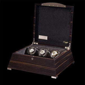 Orbita Watch Winders Ebony Macassar / Inlaid Veneers Orbita - Salvador Dali 3 Piece Rotorwind Winder