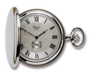 Rapport London Quartz Full Hunter Silver Tone Pocket Watch with Silver Dial
