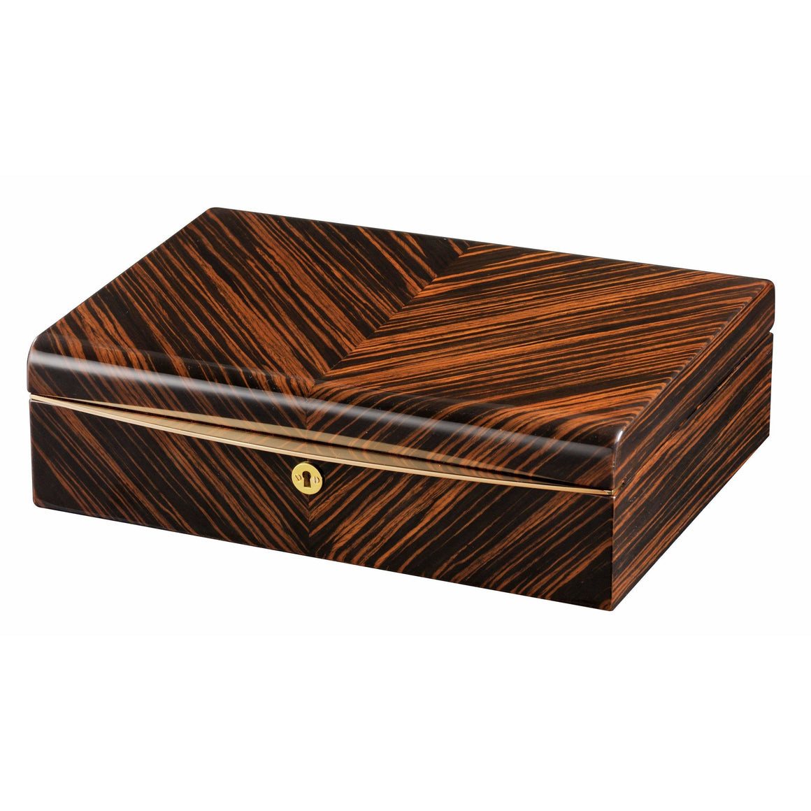 Volta Watch Case Volta - 31560932 10 Watch Case with Gold Accents and Cream Leather Interior- Ebony Wood