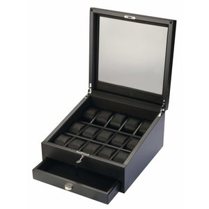 Volta Watch Case Volta - 31560970 15 Watch Case with Additional Storage and See Through Top- Carbon Fiber