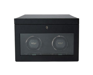 WOLF Watch Winders Black WOLF British Racing Double Watch Winder with Storage