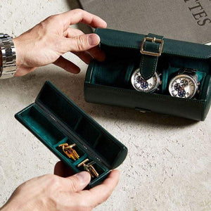 Wolf Watch Roll WOLF British Racing Green Triple Watch Roll