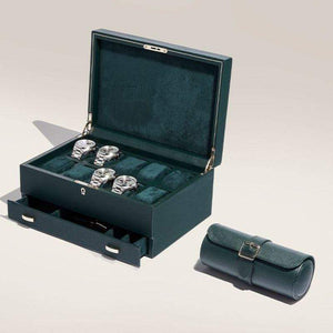 Wolf Watch Roll WOLF British Racing Green Triple Watch Roll