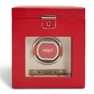 WOLF Watch Winders Red WOLF Palermo Single Watch Winder With Jewelry Storage
