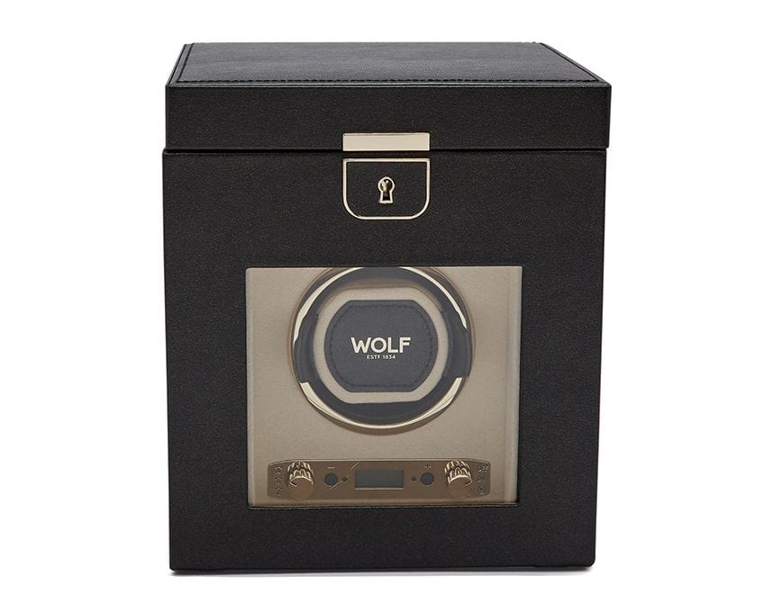 WOLF Watch Winders Black Anthracite WOLF Palermo Single Watch Winder With Jewelry Storage